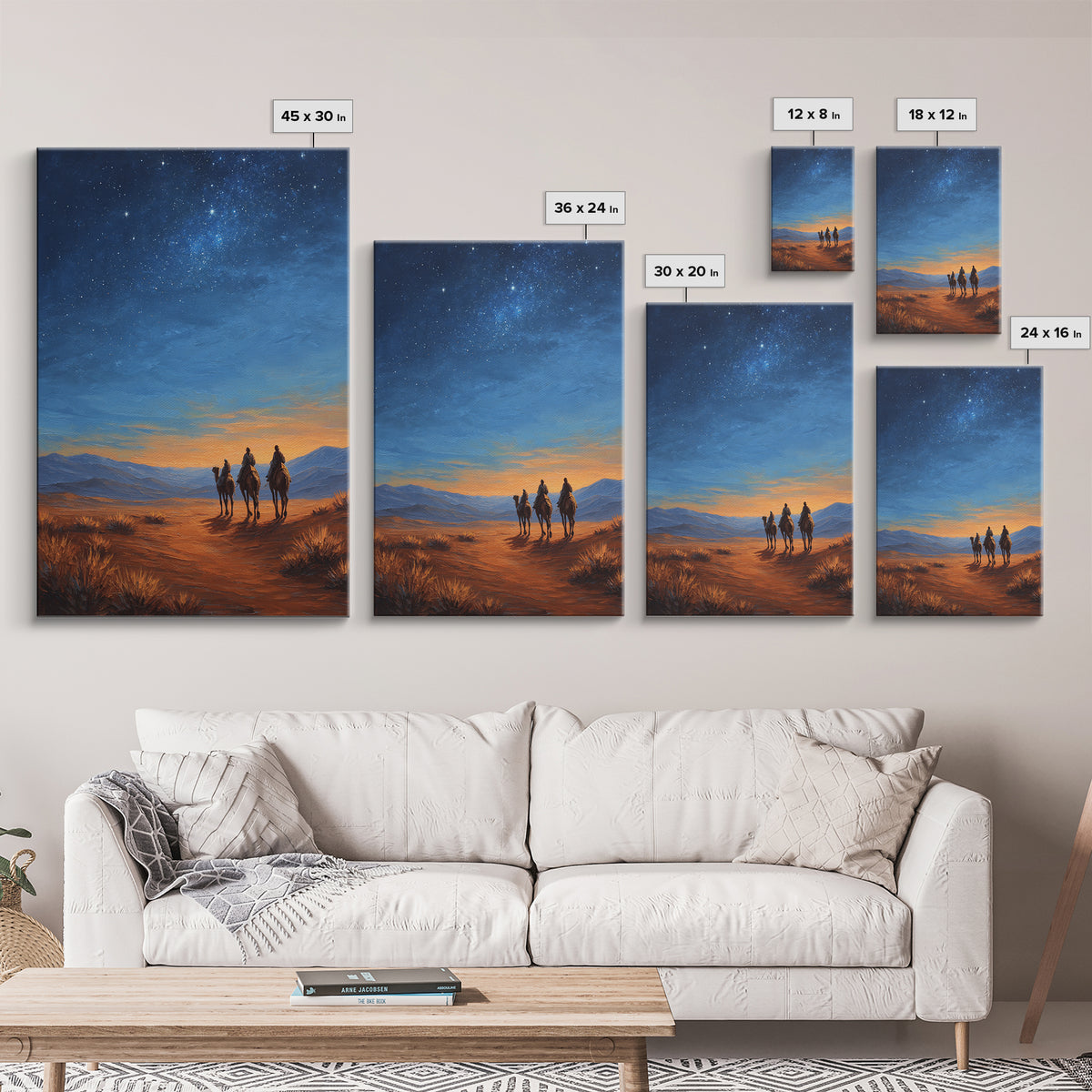 Starry Desert Trail – Framed Canvas Print – Christian Art Canvas – Christmas Art Prints – Christian Christmas Art – Christian Wall Art