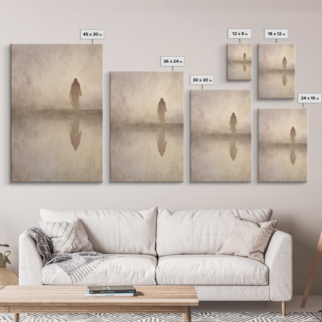 Still Waters Christ – Framed Canvas Print – Christian Wall Art – Christian Art Canvas – Vintage Jesus Painting – Christian Paintings
