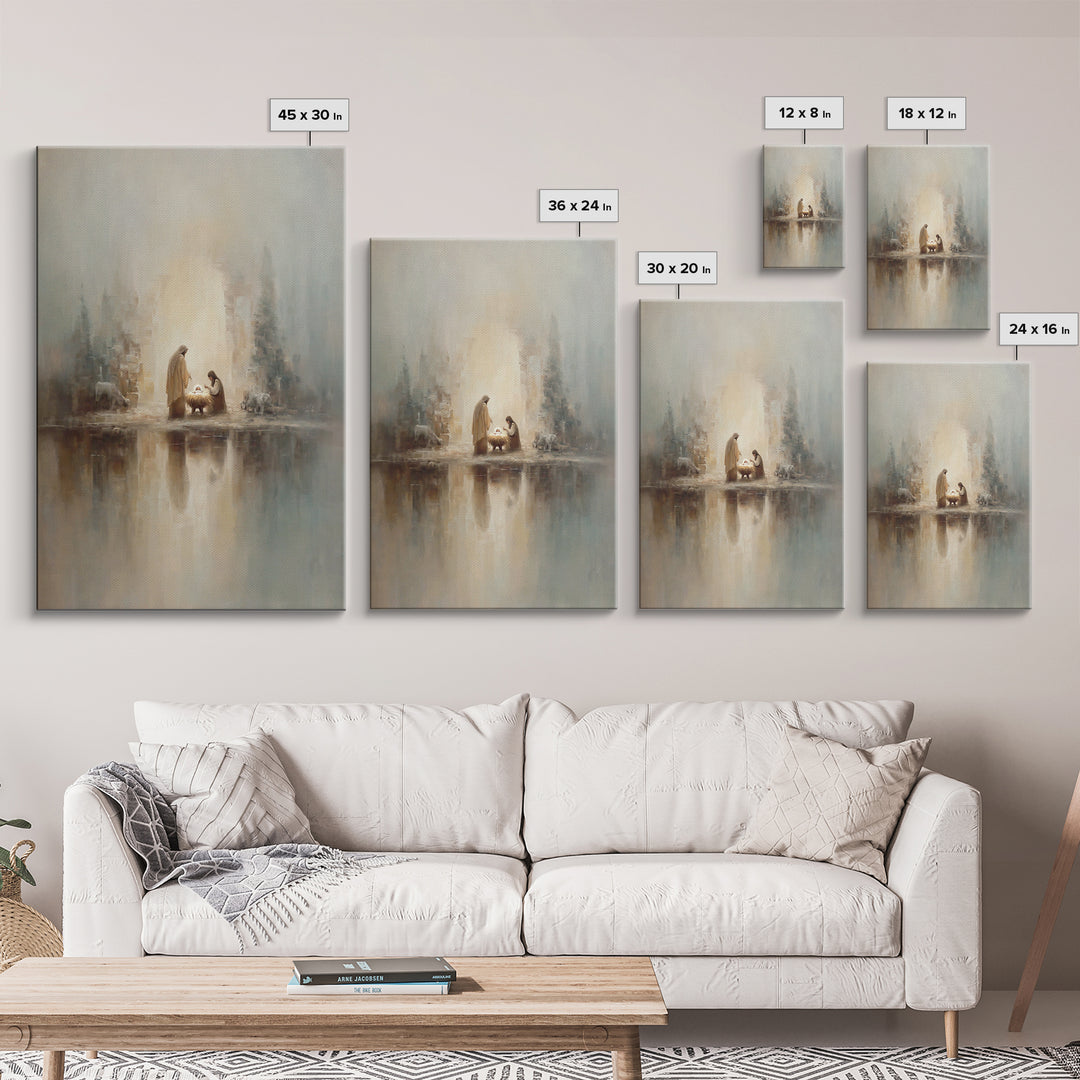 Peaceful Nativity – Framed Canvas Print – Christian Wall Art – Christian Art Canvas – Christmas Art – Christian Christmas Art – Christian D