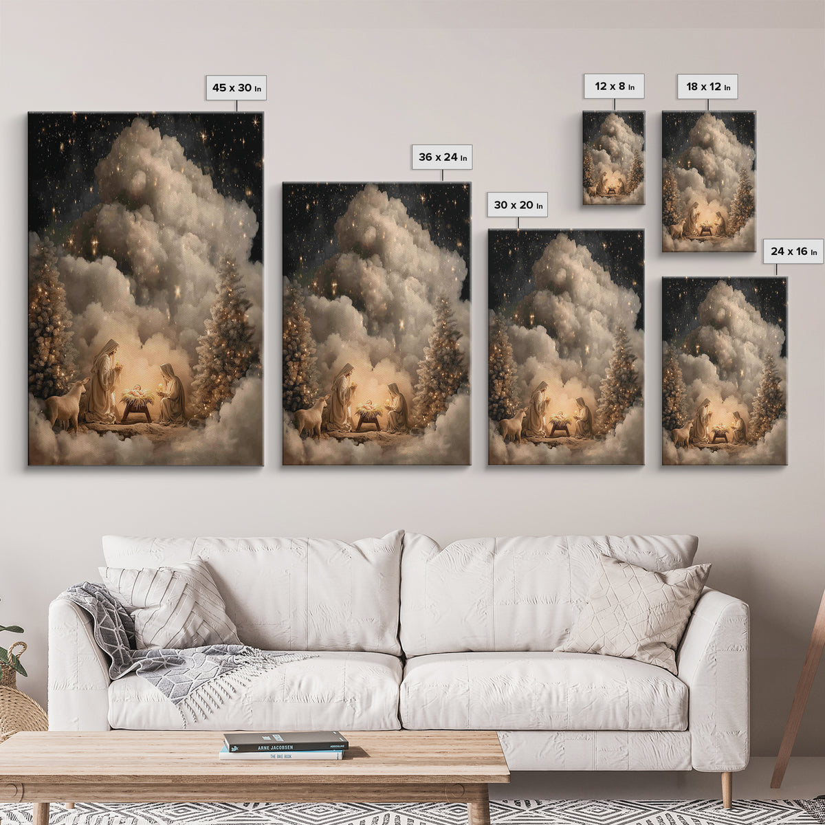Heavenly Nativity Glow | Framed Canvas Print | Christian Wall Art | Christian Art Canvas | Christmas Art | Christian Christmas Art | Christ