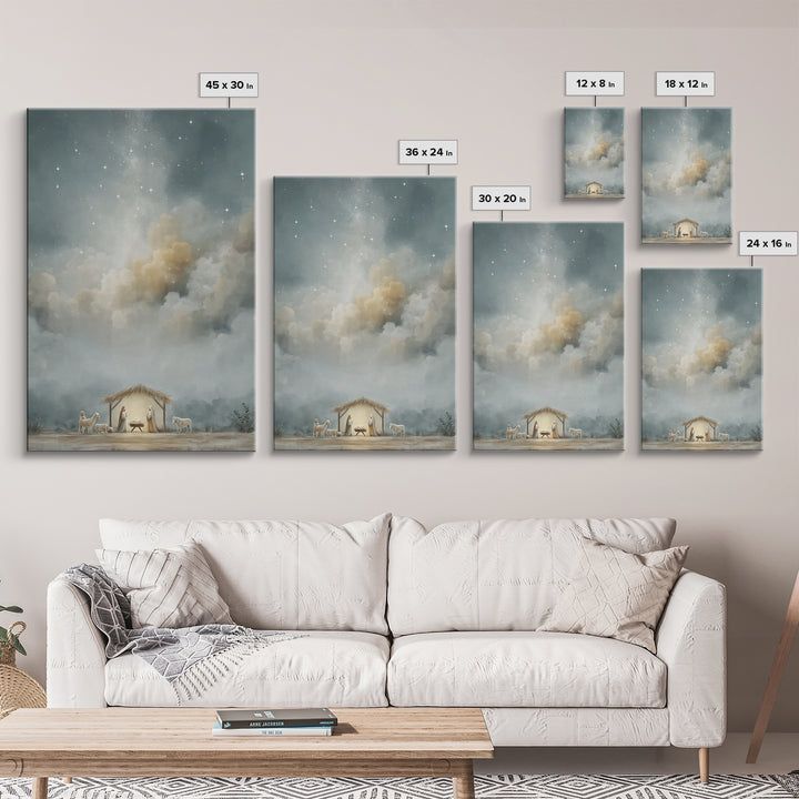 Starfilled Midnight, Framed Canvas Print, Christian Wall Art, Christian Art Canvas, Christmas Art, Christian Christmas Art, Christian Decor