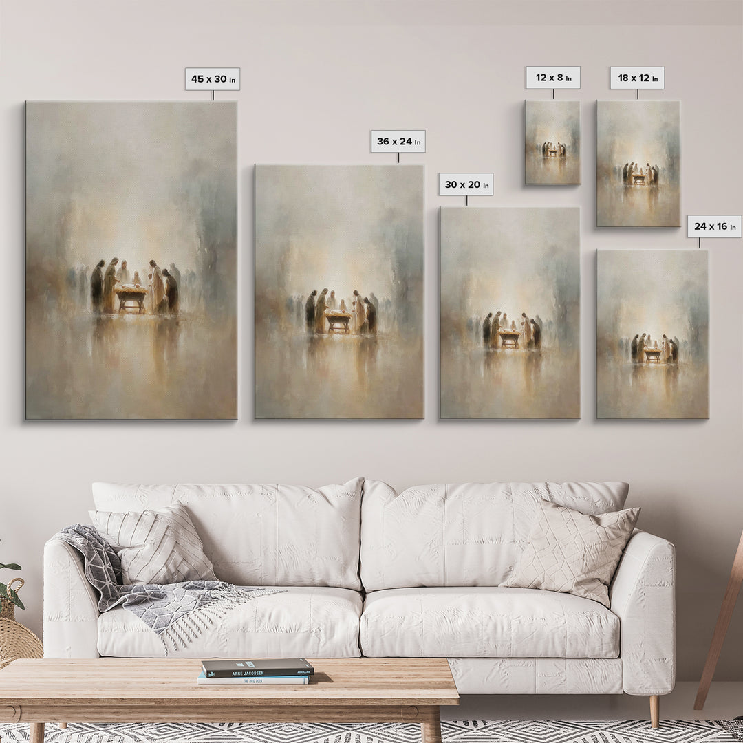 Sacred Gathering | Framed Canvas Print | Christian Wall Art | Christian Art Canvas | Christmas Art | Christian Christmas Art | Christian De