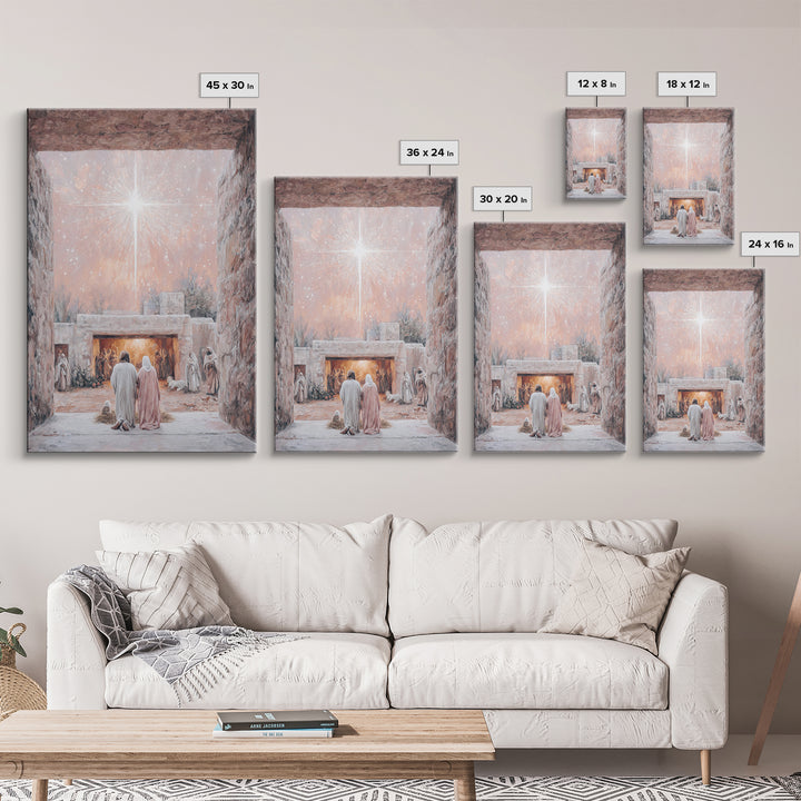 Celestial Nativity, Framed Canvas Print, Christian Wall Art, Christian Art Canvas, Christmas Art, Christian Christmas Art, Christian Decora