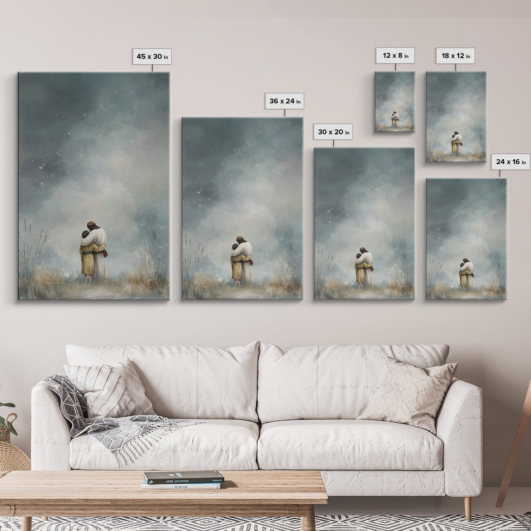 Snowfall Comfort, Framed Canvas Print, Christian Wall Art, Christian Art Canvas, Christian Paintings, Christian Art Gift, Subtle Christian