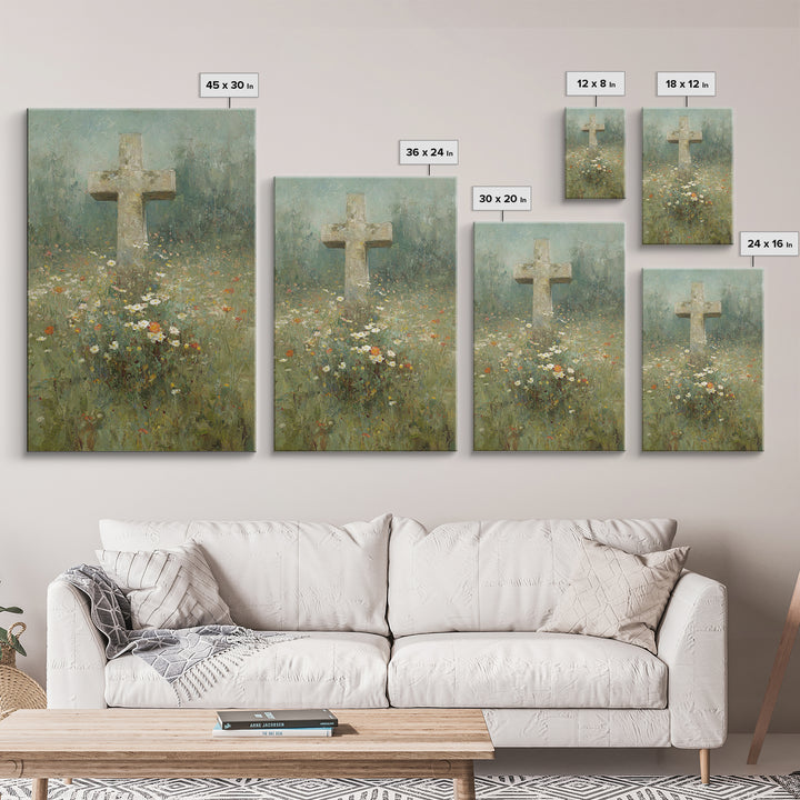 Field Of Mercy - Framed Canvas Print - Christian Art Print - Vintage Christian Art - Christian Wall Art - Christian Painting - Christian Ho