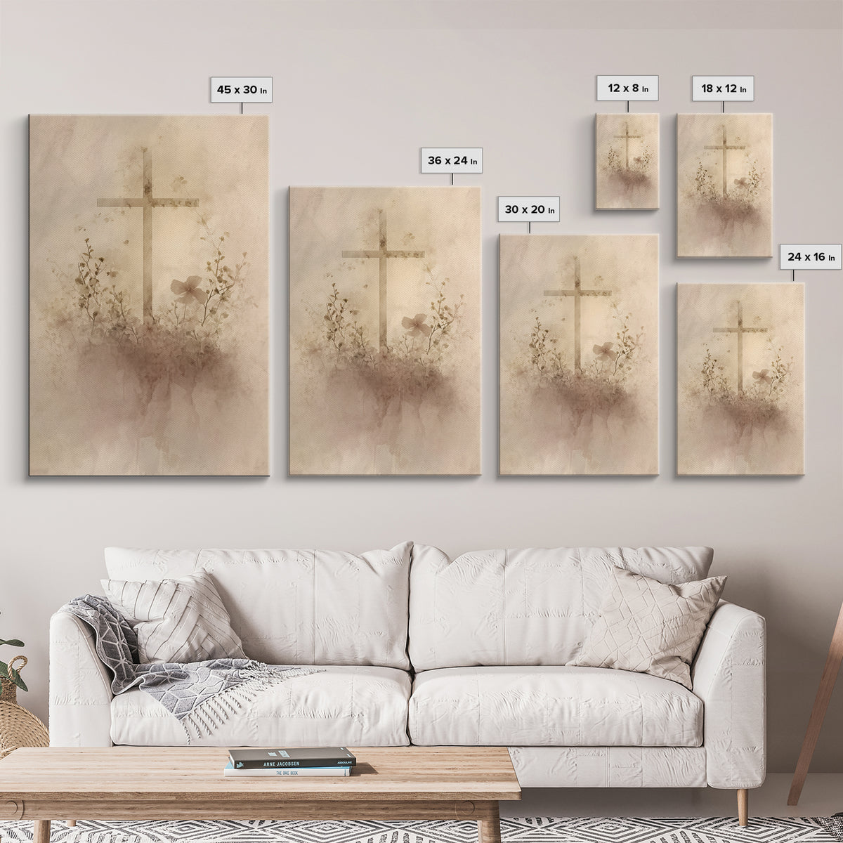 Quiet Cross Light - Framed Canvas Print - Minimalist Christian Art - Christian Wall Art - Subtle Christian Art - Christian Art Canvas - Chr