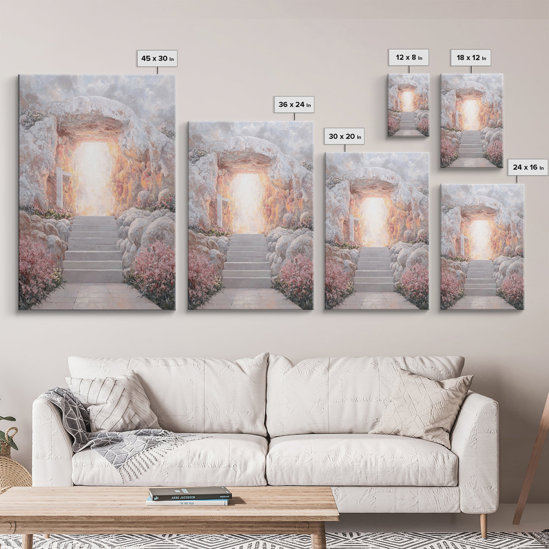 Stairway To Light - Framed Canvas Print - Christian Wall Art - Christian Art Painting - Large Christian Art - Christian Canvas Art - Christ