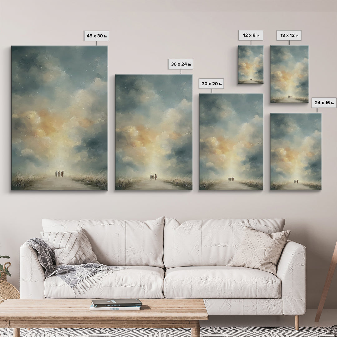 Heavenly Walk Light – Framed Canvas Print – Christian Wall Art – Jesus Painting – Christian Art Canvas – Christian Christmas Art
