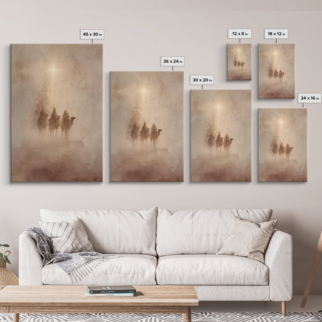 Three Kings Rising – Framed Canvas Print – Christian Christmas Art – Christian Art Canvas – Christmas Wall Art – Christian Wall Art – Chris