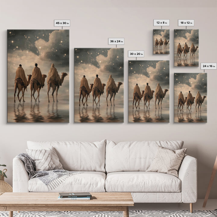 Starry Journey – Framed Canvas Print – Christian Wall Art – Christian Art Canvas – Christmas Art – Jesus Painting – Christian Christmas Art