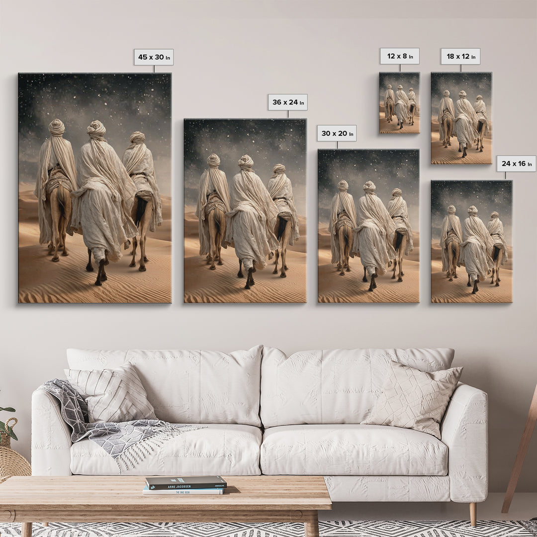 Desert Pilgrims – Framed Canvas Print – Christian Christmas Art – Jesus Painting – Christian Wall Art – Christian Art Canvas – Christmas Ar