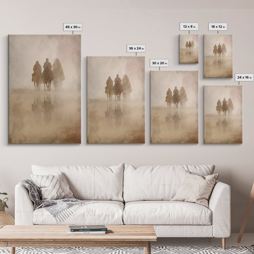 Misty Caravan – Framed Canvas Print – Christian Wall Art – Christian Art Canvas – Christian Christmas Art – Christmas Art – Jesus Painting