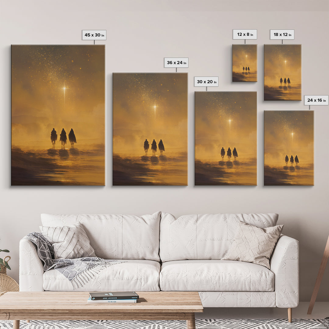 Golden Starpath – Framed Canvas Print – Christian Christmas Art – Christian Art Canvas – Jesus Painting – Christian Wall Art – Christmas Ar