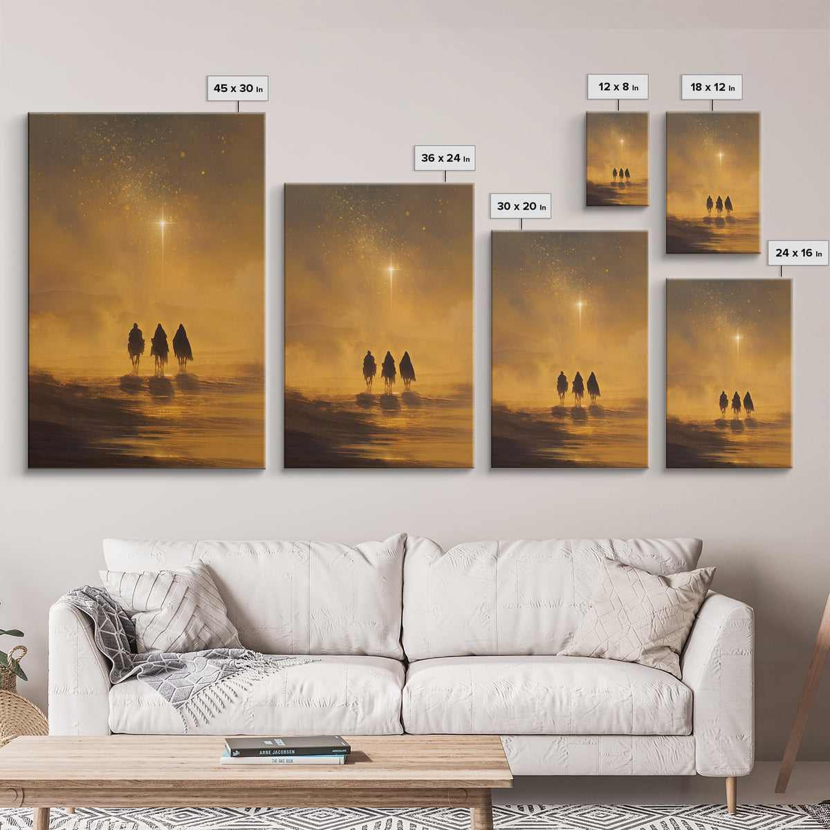 Golden Starpath – Framed Canvas Print – Christian Christmas Art – Christian Art Canvas – Jesus Painting – Christian Wall Art – Christmas Ar