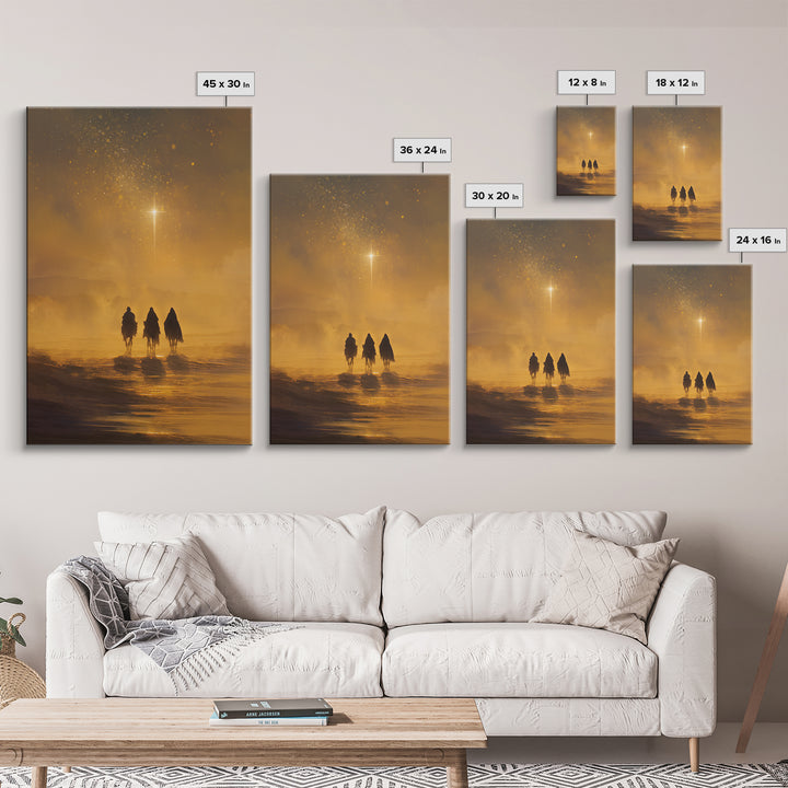 Golden Starpath – Framed Canvas Print – Christian Christmas Art – Christian Art Canvas – Jesus Painting – Christian Wall Art – Christmas Ar