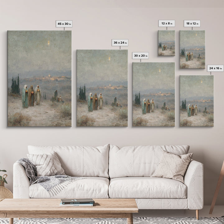 Pilgrims United – Framed Canvas Print – Christian Art Canvas – Christian Christmas Art – Christian Wall Art – Jesus Painting – Christmas Ar