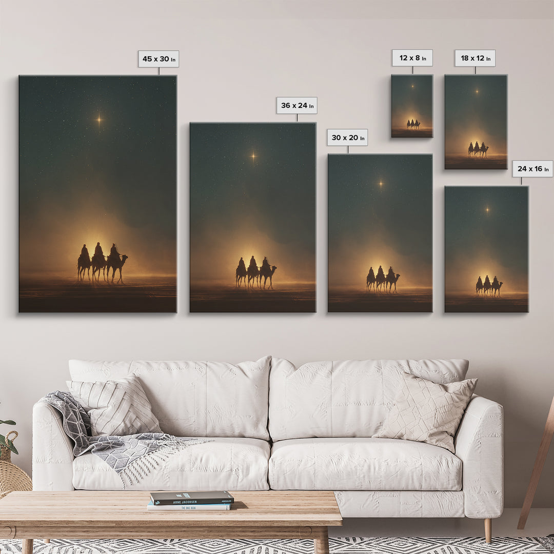Desert Star Journey – Framed Canvas Print – Christian Art Canvas – Christian Christmas Art – Christmas Wall Art – Christian Decor – Christm