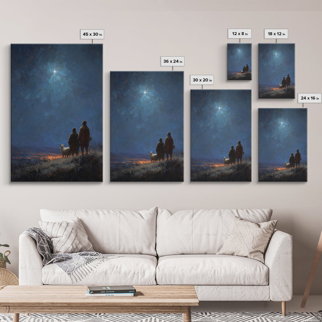 Night Watch Star – Framed Canvas Print – Christian Christmas Art – Christian Wall Art – Christian Art Canvas – Christmas Art – Christian De