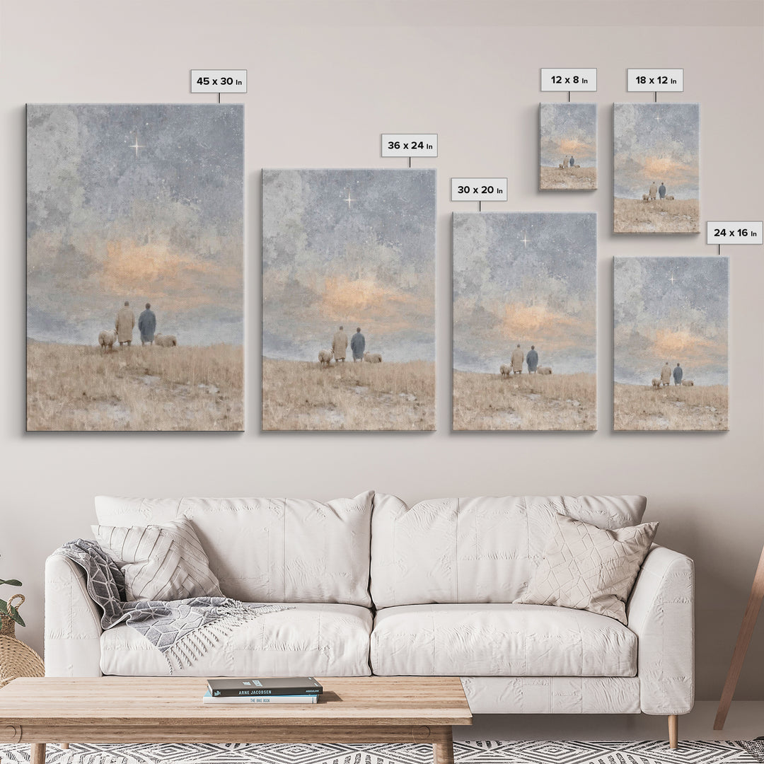 Silent Star Keepers – Framed Canvas Print – Christian Wall Art – Christian Decorations – Christian Art Canvas – Christmas Art – Christian C