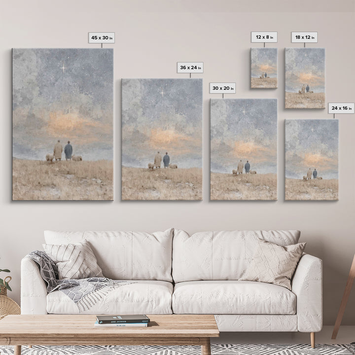 Silent Star Keepers – Framed Canvas Print – Christian Wall Art – Christian Decorations – Christian Art Canvas – Christmas Art – Christian C