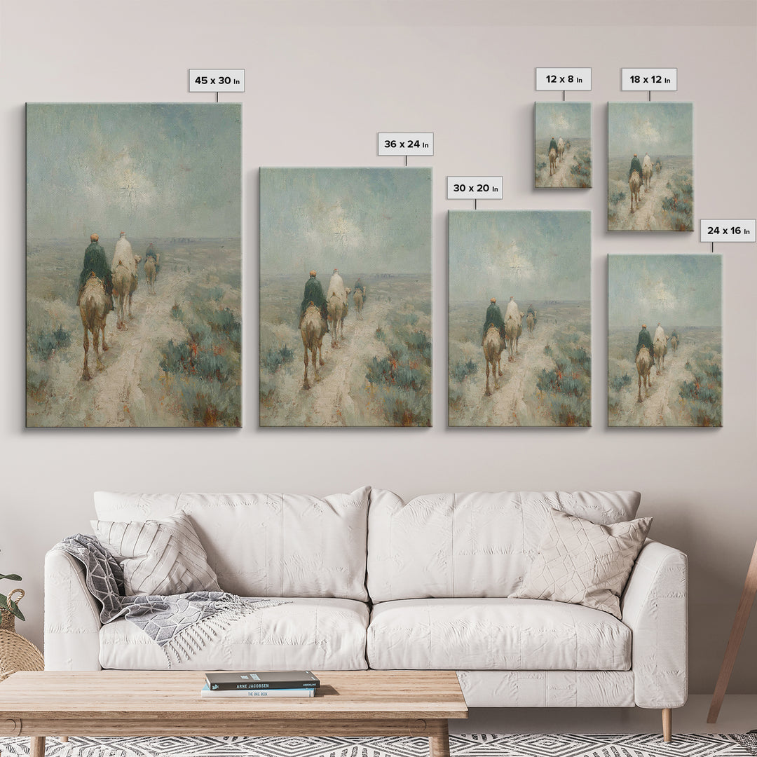 Ancient Kings Path, Framed Canvas Print, Christian Christmas Art, Christian Art Canvas, Christmas Wall Art, Vintage Christmas Art