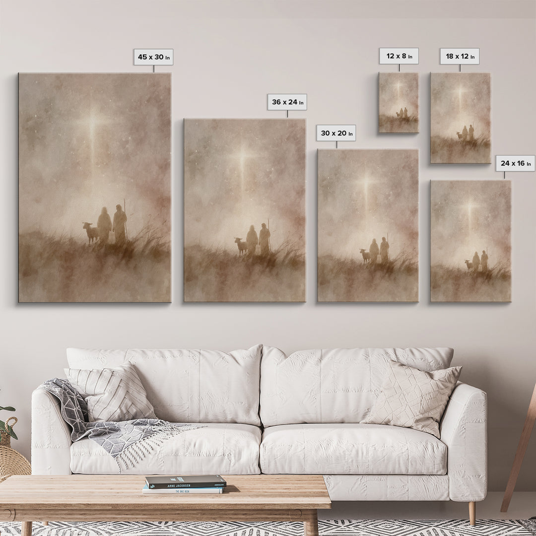 Shepherds At Dawn – Framed Canvas Print – Christian Art Canvas – Christian Christmas Art – Christian Art – Christian Wall Art – Christmas A