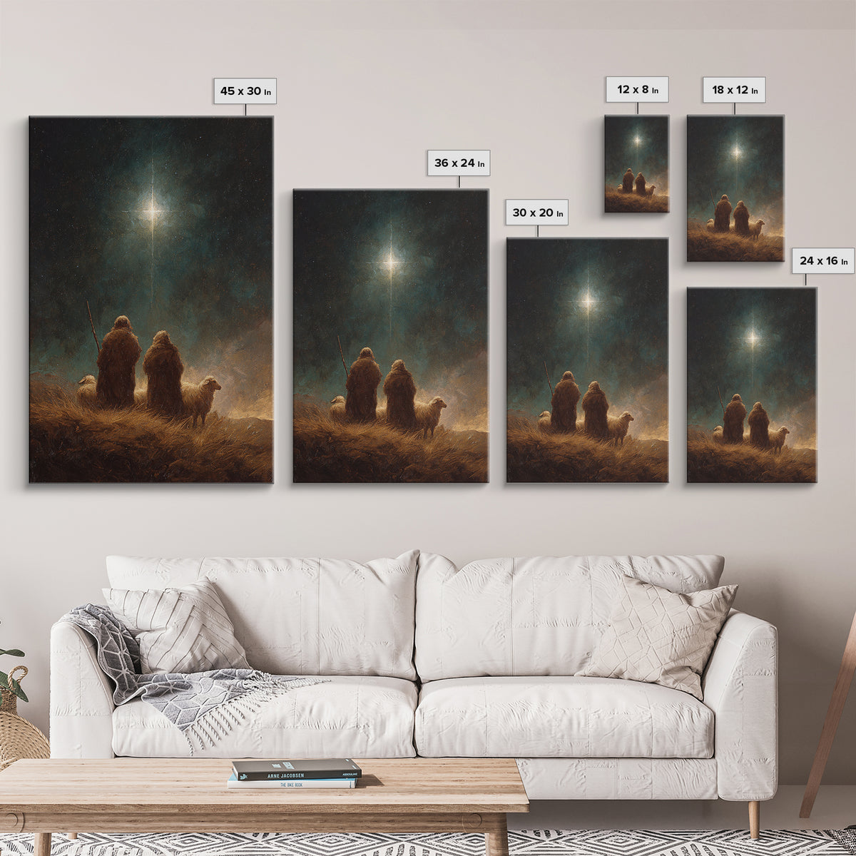 Shepherds’ Holy Night – Framed Canvas Print – Christian Art Canvas – Christian Wall Art – Christian Christmas Art – Christmas Art – Christi