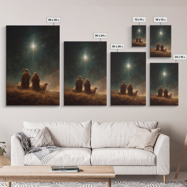 Shepherds’ Holy Night – Framed Canvas Print – Christian Art Canvas – Christian Wall Art – Christian Christmas Art – Christmas Art – Christi