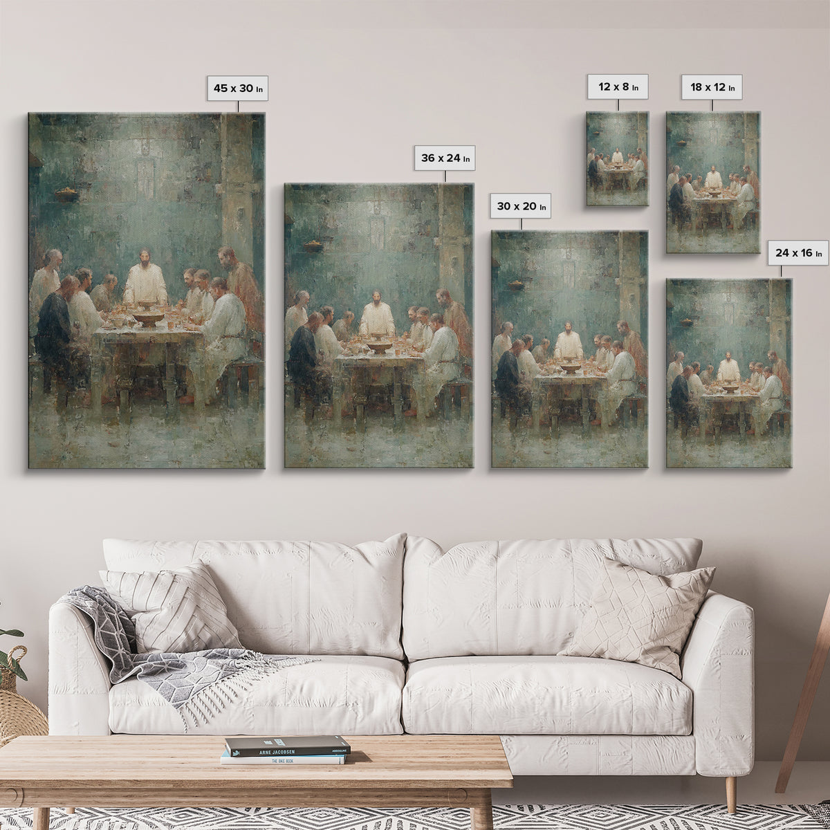 Sacred Supper Glow, Framed Canvas Print, Christian Wall Art, Christian Art Canvas, Moody Christian Art, Jesus Painting, Christian Gift, Chr