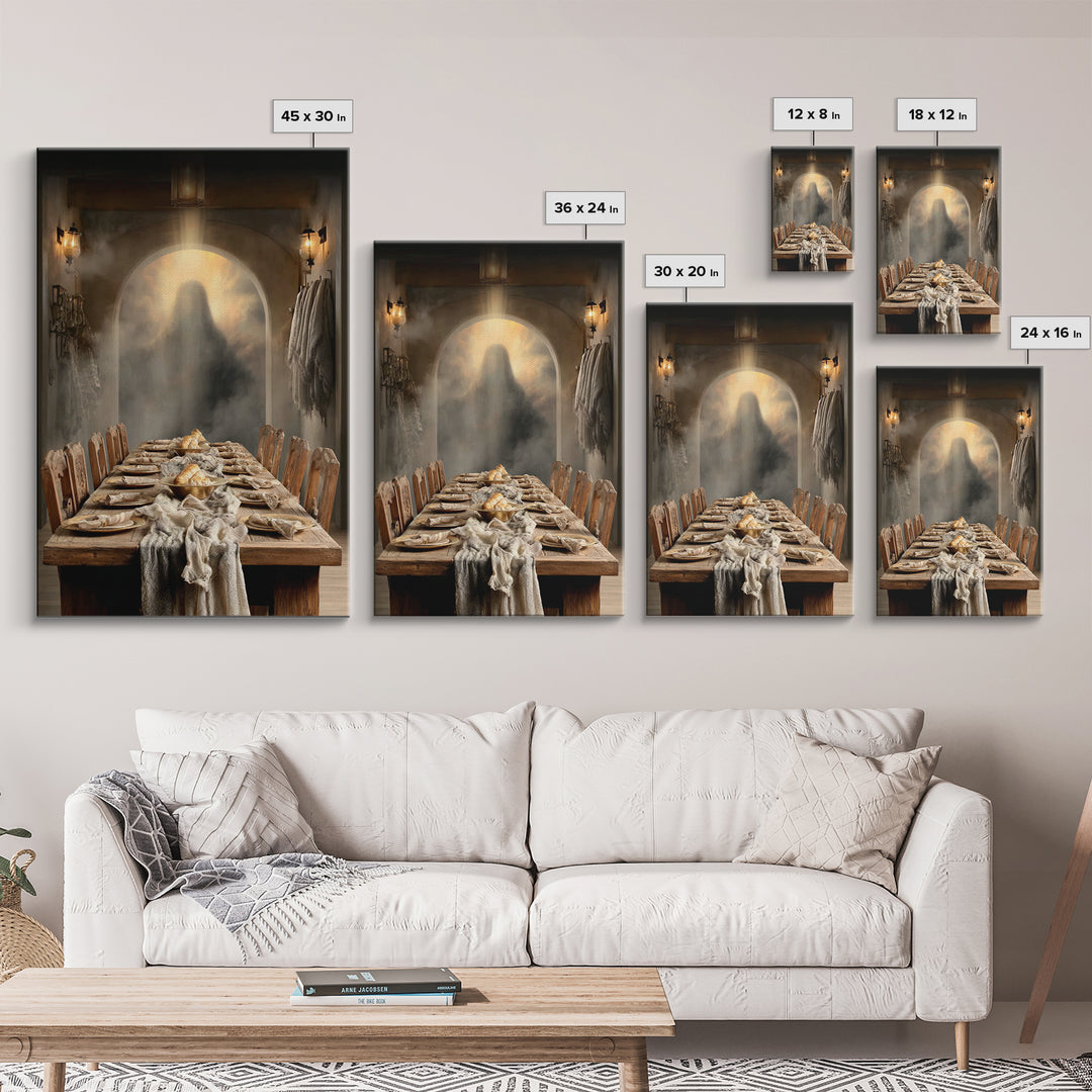 Eternal Supper Blue, Framed Canvas Print, Christian Wall Art, Christian Art Canvas, Modern Christian Art, Jesus Painting, Christian Gift, C