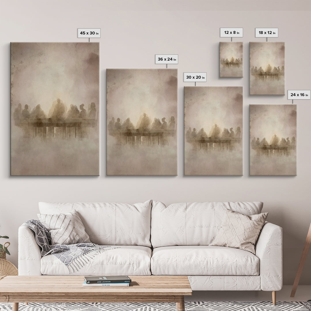 Heavenly Feast Dawn – Framed Canvas Print – Christian Art Canvas – Christian Wall Art – White Christmas Art – Christian Christmas Decor – J