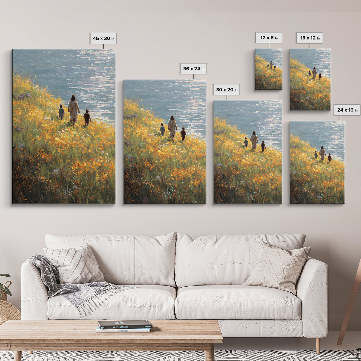 Riverside Shepherd, Framed Canvas Print, Christian Wall Art, Christian Art Canvas, Modern Christian Art, Christian Gift, Christian Decorati
