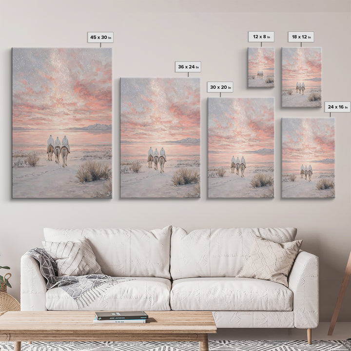 Desert Morning Light, Framed Canvas Print, Christian Art Canvas, Christmas Wall Art, Christian Christmas Decor, Modern Christian Art, Jesus