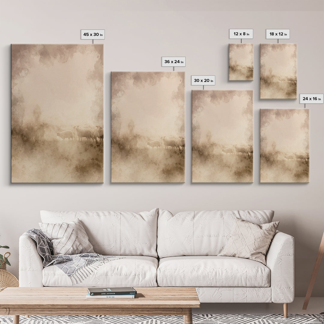 Pasture Morning – Framed Canvas Print – Christian Painting – Jesus Painting – Christian Wall Art – Christian Art Canvas – Moody Christian A