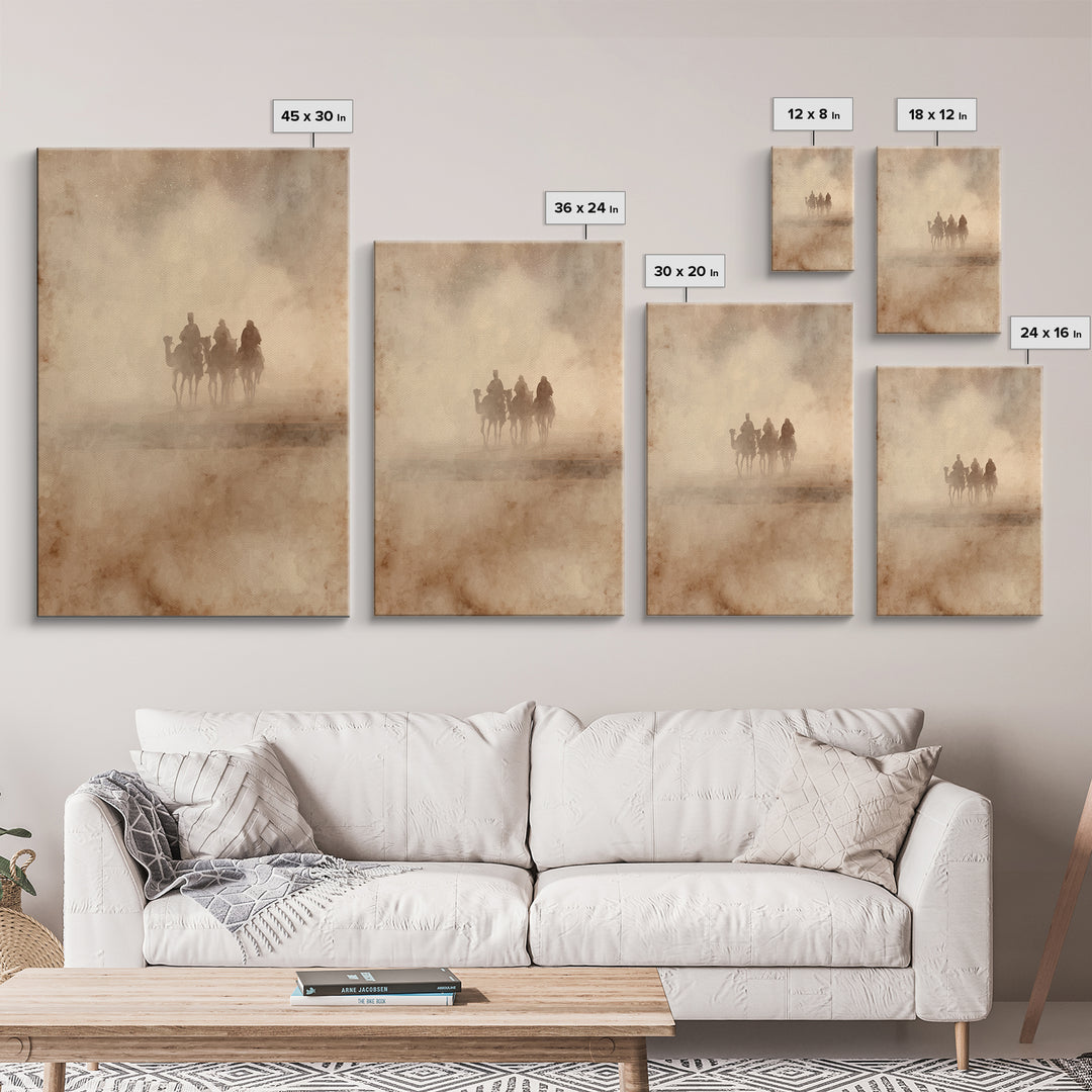 Three Kings Journey | Framed Canvas Print | Christian Wall Art | Christmas Art | Christian Christmas Art | Christian Art Canvas | Christian