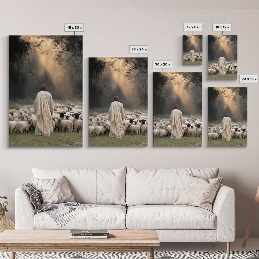Dawn Of The Shepherd – Framed Canvas Print – Christian Wall Art – Jesus Painting – Christian Art Canvas – Christian Art – Moody Christian A
