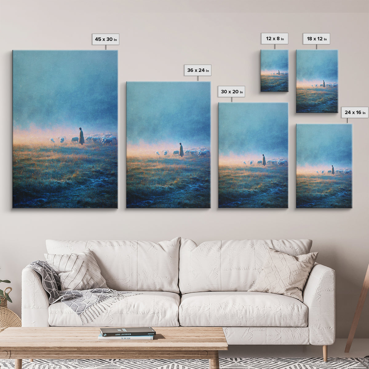 Morning Of Peace – Framed Canvas Print – Christian Wall Art – Christian Art Print – Blue Christian Art – Christian Painting – Unique Christ