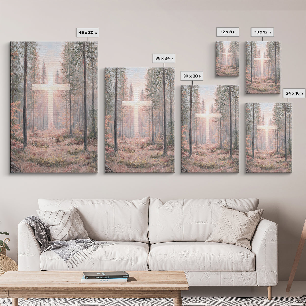 Glory In The Pines – Framed Canvas Print – Christian Art Canvas – Christian Wall Art – Christian Painting – Modern Christian Art – Christia