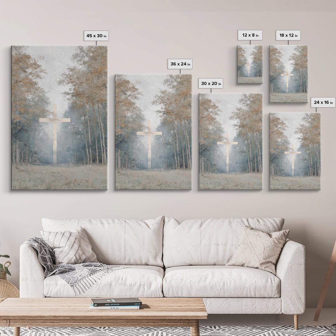 Stillness Of The Cross – Framed Canvas Print – Christian Painting – Christian Art Canvas – Christian Wall Art – Subtle Christian Art – Chri
