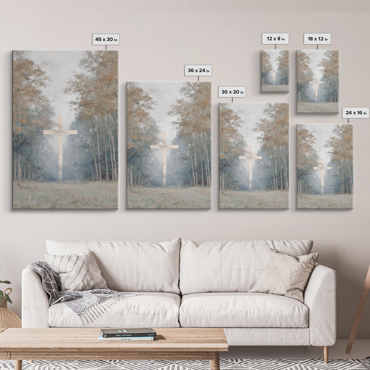 Stillness Of The Cross – Framed Canvas Print – Christian Painting – Christian Art Canvas – Christian Wall Art – Subtle Christian Art – Chri