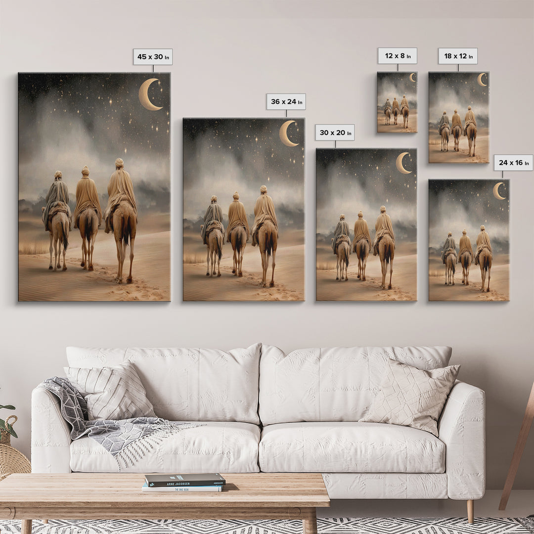 Nightfall Pilgrimage – Framed Canvas Print – Christian Art – Christian Wall Art – Christmas Art Prints – Christian Christmas Art – Christia