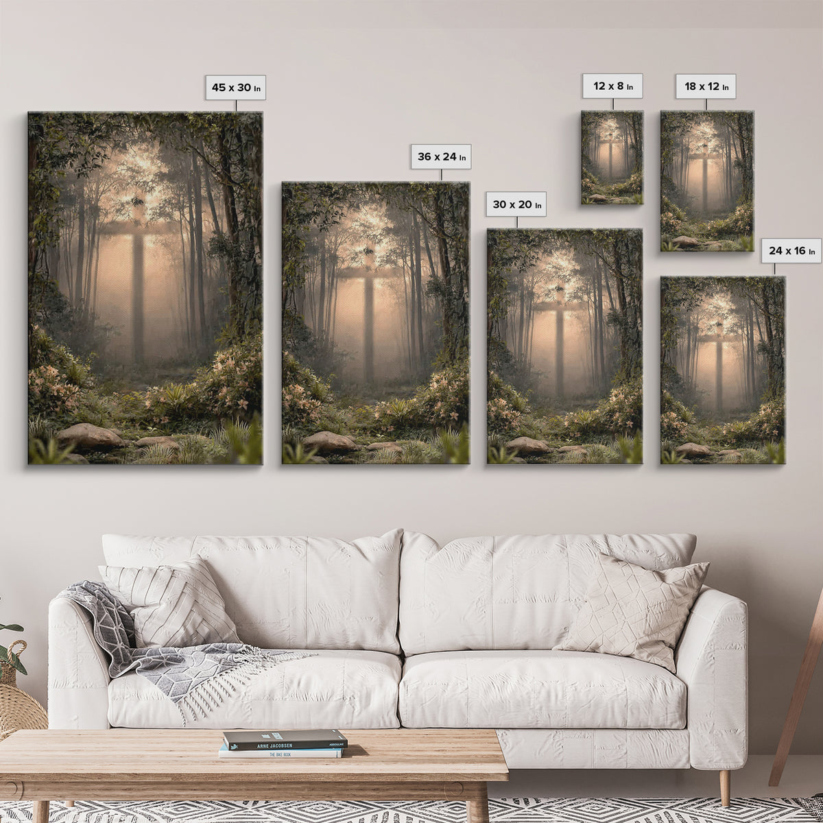 Forest Sanctuary – Framed Canvas Print – Christian Wall Art – Moody Christian Art – Christian Art Canvas – Christian Painting – Unique Chri