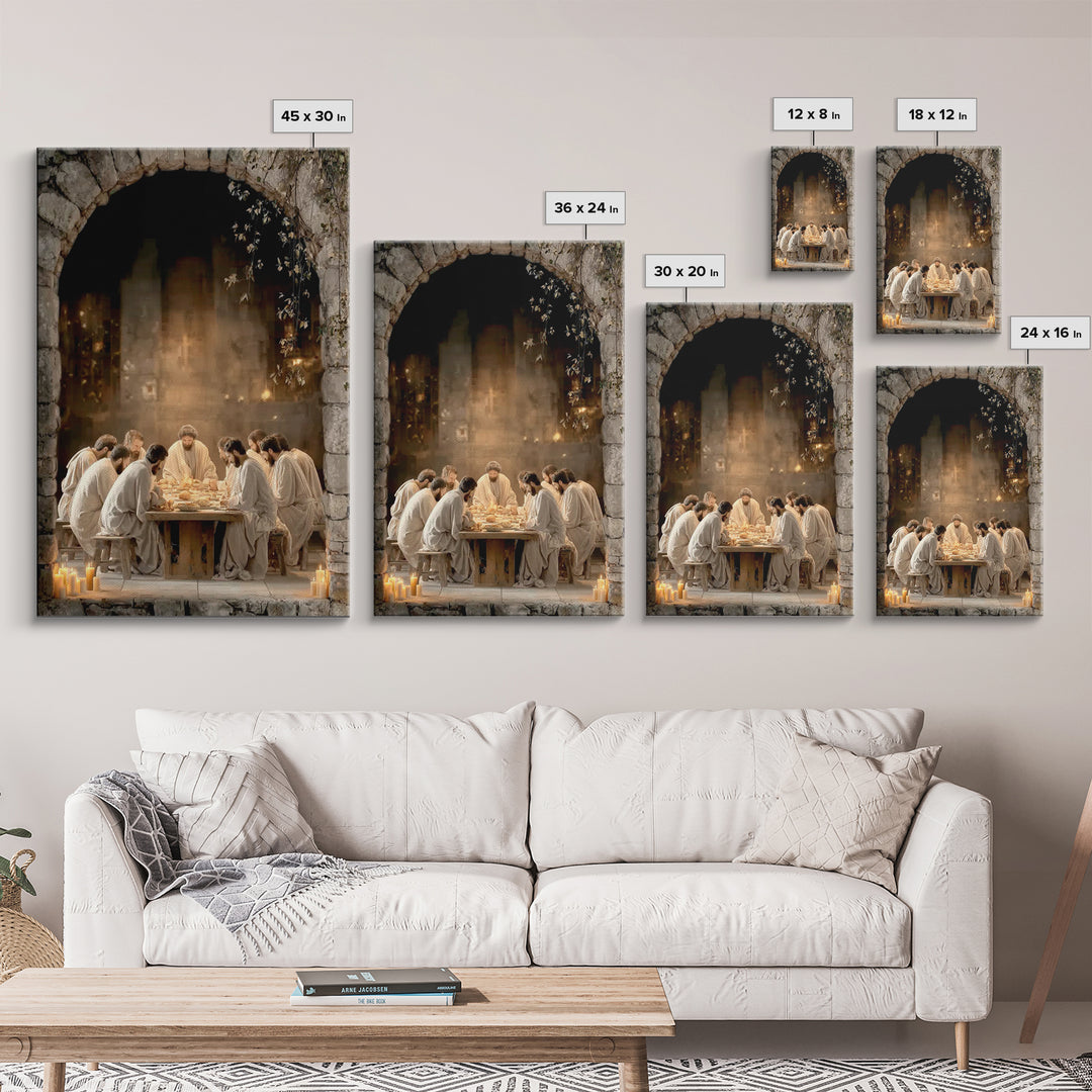 Sacred Table – Framed Canvas Print – Christian Art Canvas – Christian Wall Art – Jesus Painting – Christian Christmas Art – Vintage Christi