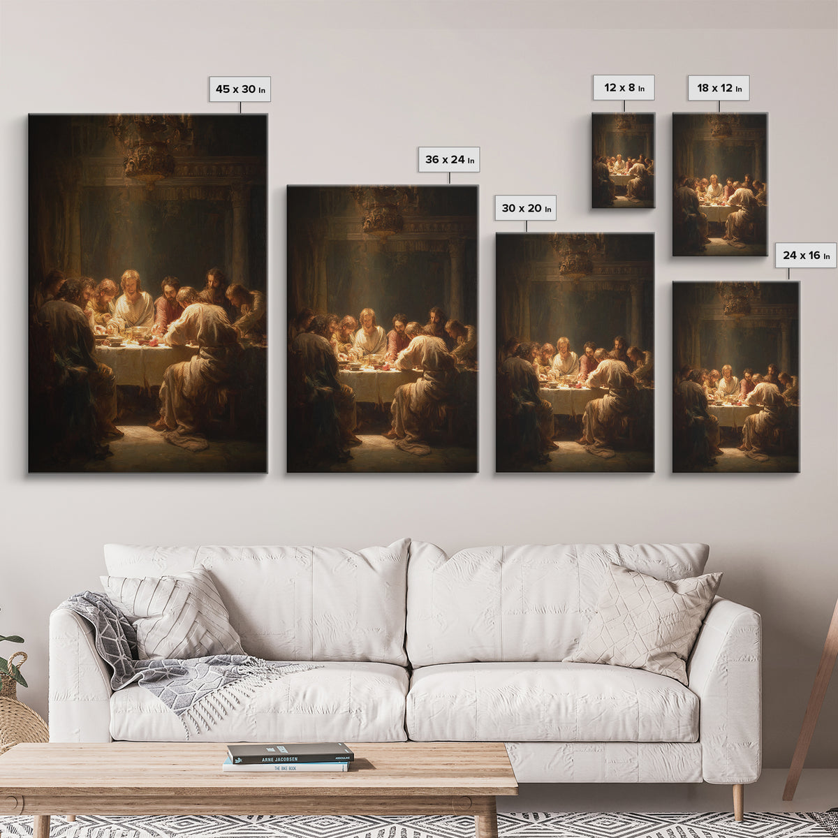 Last Supper Grace – Framed Canvas Print – Christian Wall Art – Christian Art Canvas – Large Jesus Painting – Moody Christian Art – Christia