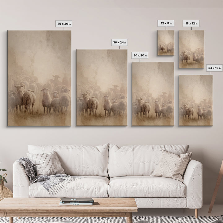 Shepherd’s Flock – Framed Canvas Print – Christian Art Canvas – Christian Wall Art – Christian Paintings – Christian Art Print – Subtle Chr