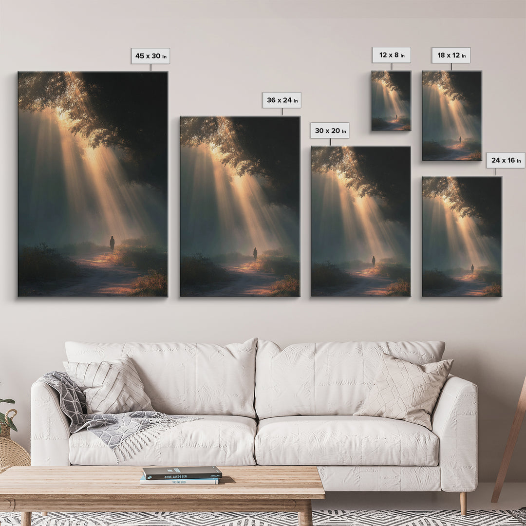 Dawn Journey – Framed Canvas Print – Christian Wall Art – Jesus Painting – Christian Art Canvas – Moody Christian Art – Christian Decor