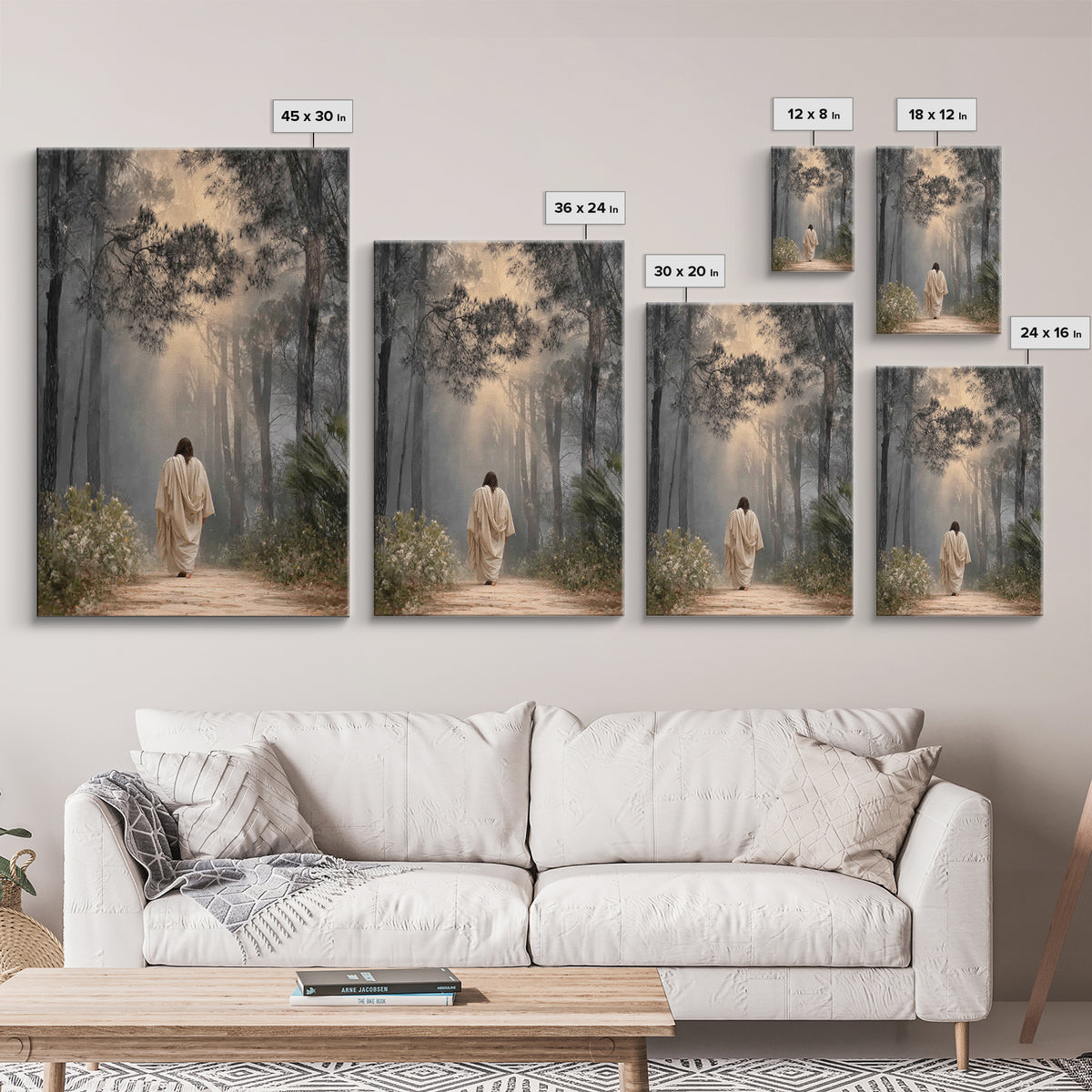 Golden Path – Framed Canvas Print – Christian Art Print – Christian Wall Art – Subtle Christian Art – Jesus Painting – Christmas Decor