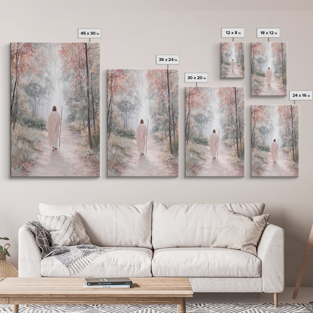 Radiant Forest Path – Framed Canvas Print – Christian Wall Art – Jesus Painting – Christian Art Canvas – Subtle Christian Art – Christmas A