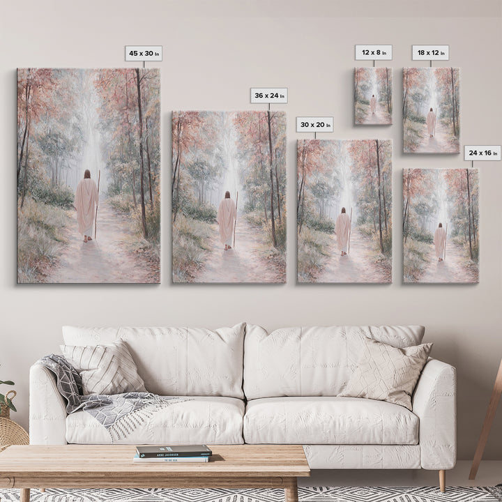 Radiant Forest Path – Framed Canvas Print – Christian Wall Art – Jesus Painting – Christian Art Canvas – Subtle Christian Art – Christmas A