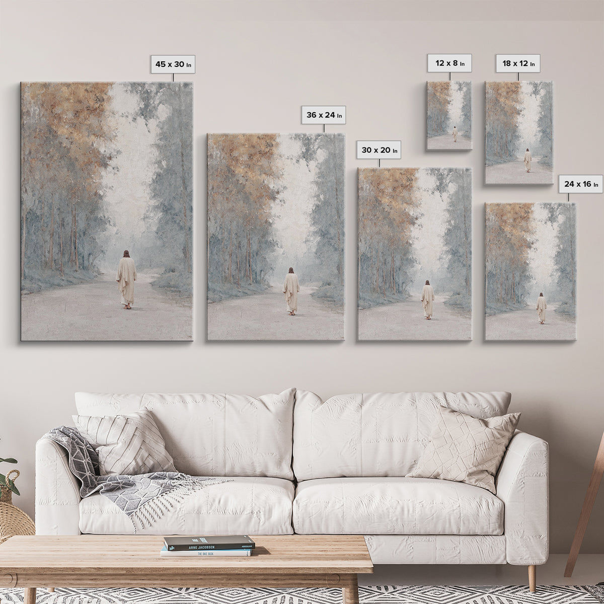 Peaceful Journey – Framed Canvas Print – Christian Wall Art – Christian Art Print – Jesus Painting – Minimalist Christian Art – Christmas D
